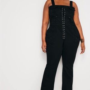 Good American- Black Lace-Up Utility Jumpsuit Size: L